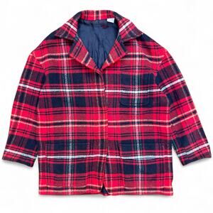 Vintage Lumberjack Thick Flannel Shirt Jacket Shacket Button Up Plaid Red Skater